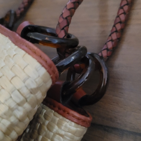 Bechamel 90's Brown Leather Cream Woven Bucket‎ Bag - Picture 7 of 11